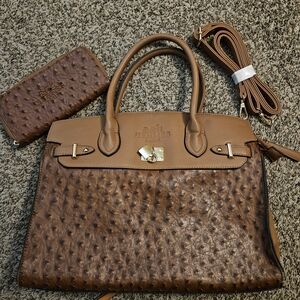 Elegant Brown Leather Handbag Set